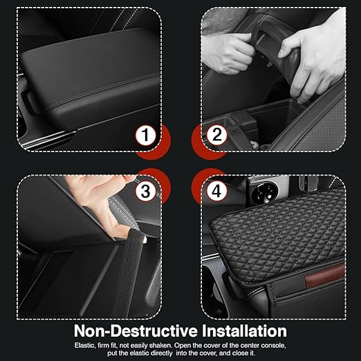 CAR ARMREST CONSOLE CUSHION PAD WITH 2 SIDE POCKETS - UNIVERSAL FIT FOR ALL CARS