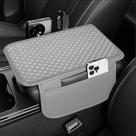 CAR ARMREST CONSOLE CUSHION PAD WITH 2 SIDE POCKETS - UNIVERSAL FIT FOR ALL CARS