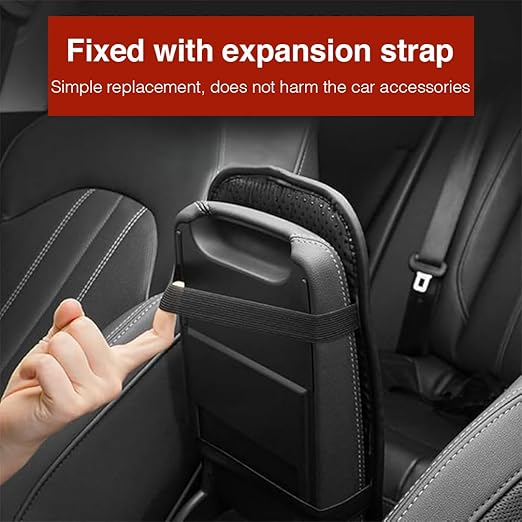 CAR ARMREST CONSOLE CUSHION PAD WITH 2 SIDE POCKETS - UNIVERSAL FIT FOR ALL CARS